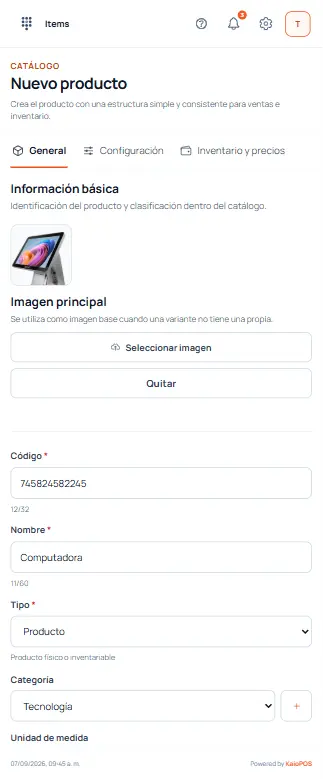 Completa la información general en teléfono