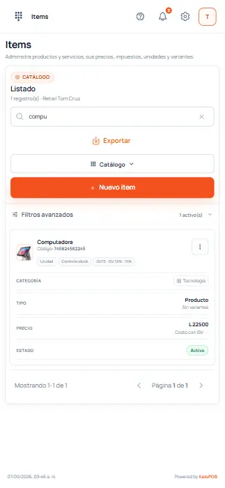 Crea y verifica el producto en teléfono